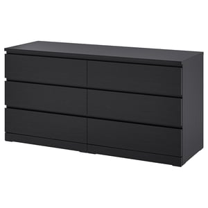 MALM Commode 6 tiroirs, brun noir, 160x78 cm