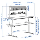 MÅLOMRÅDE Bureau gamer assis/debout, avec bras d'écran/électrique blanc, 180x80 cm