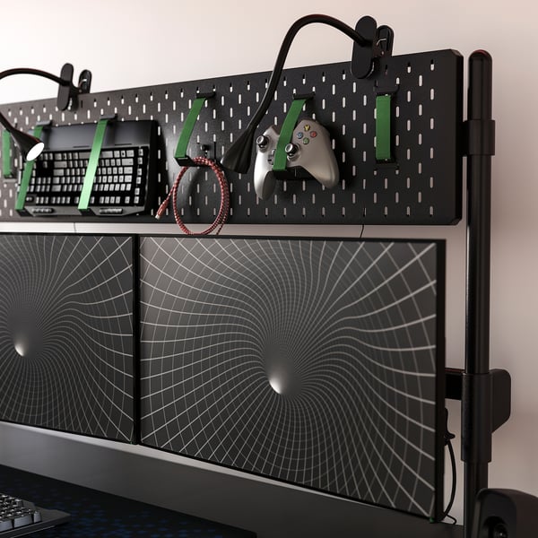 MÅLOMRÅDE Bureau gamer assis/debout, avec bras d'écran/électrique noir, 180x80 cm