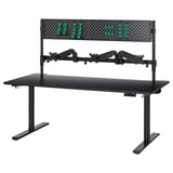 MÅLOMRÅDE Bureau gamer assis/debout, avec bras d'écran/électrique noir, 180x80 cm