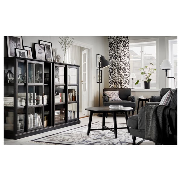 MALSJÖ Vitrine, teinté noir, 103x48x141 cm