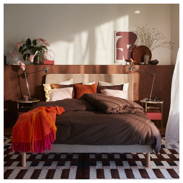 MARKBLÅMME Tapis, poils ras, multicolore/motif carreaux, 160x230 cm