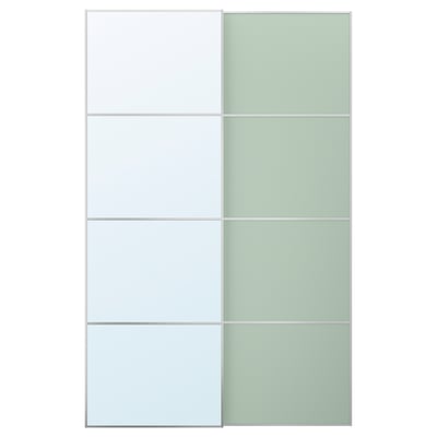 MEHAMN/AULI Jeu 2 ptes coul, aluminium double face/vert clair miroir, 150x236 cm