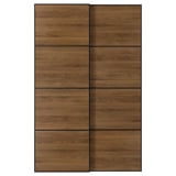 MEHAMN Jeu 2 ptes coul, noir/double face noyer, 150x236 cm