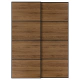 MEHAMN Jeu 2 ptes coul, noir/double face noyer, 150x201 cm