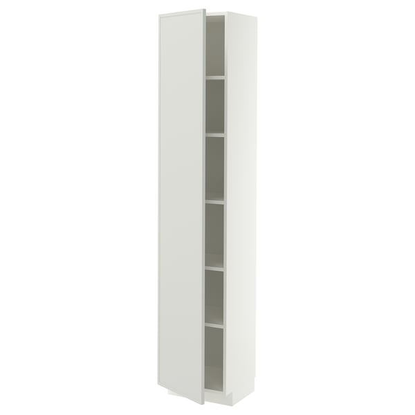 METOD Armoire avec tablettes, blanc/Aspudden gris clair, 40x37x200 cm