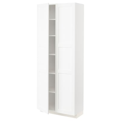 METOD Armoire avec tablettes, blanc Enköping/blanc effet bois, 80x37x200 cm