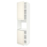 METOD Armoire four + 2 portes/tablette, blanc/Bodbyn blanc cassé, 60x60x240 cm