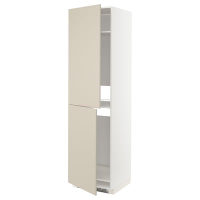METOD Armoire pour réfrig./congélateur, blanc/Havstorp beige, 60x60x220 cm