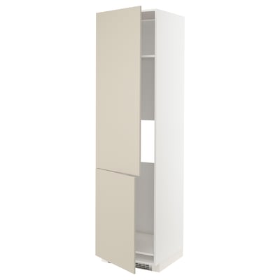 METOD Armoire réfr/cong 2ptes, blanc/Havstorp beige, 60x60x220 cm