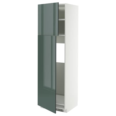 METOD Armoire réfrigérateur + 2 portes, blanc/Kallarp gris-vert foncé brillant, 60x60x200 cm