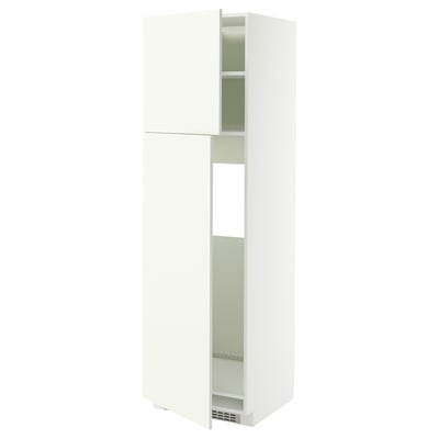 METOD Armoire réfrigérateur + 2 portes, blanc/Vallstena blanc, 60x60x200 cm
