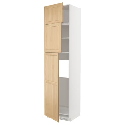 METOD Armoire réfrigérateur + 3 portes, blanc/Forsbacka chêne, 60x60x240 cm