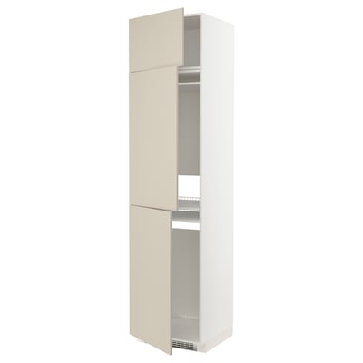 METOD Armoire réfrigérateur/congél+3ptes, blanc/Havstorp beige, 60x60x240 cm