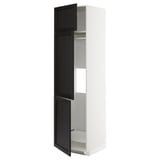 METOD Armoire réfrigérateur/congél+3ptes, blanc/Lerhyttan teinté noir, 60x60x220 cm