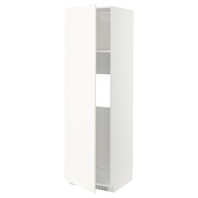 METOD Armoire réfrigérateur/congél+pte, blanc/Vallstena blanc, 60x60x200 cm