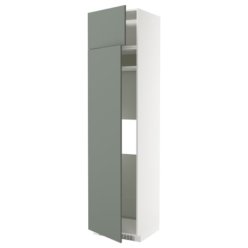 METOD Armoire réfrigérateur/congélateur, blanc/Nickebo gris mat-vert, 60x60x240 cm