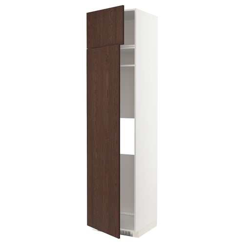 METOD Armoire réfrigérateur/congélateur, blanc/Sinarp brun, 60x60x240 cm