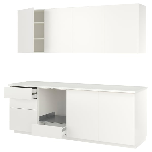 METOD Cuisine, blanc/Veddinge blanc, 246x60x227 cm