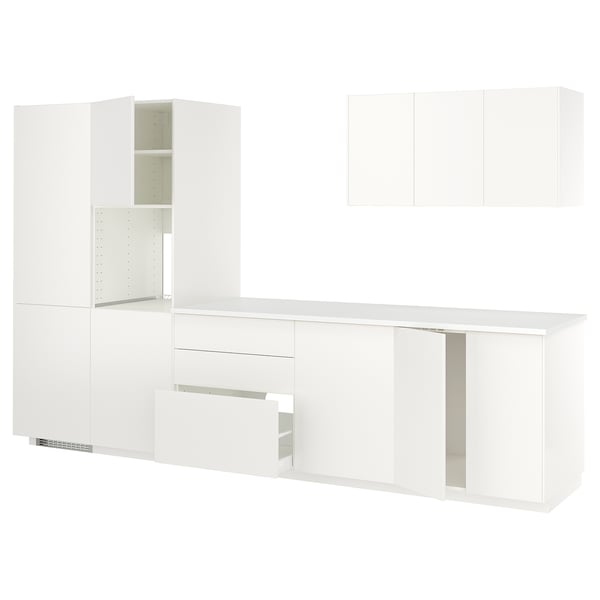 METOD Cuisine, blanc/Veddinge blanc, 346x60x208 cm