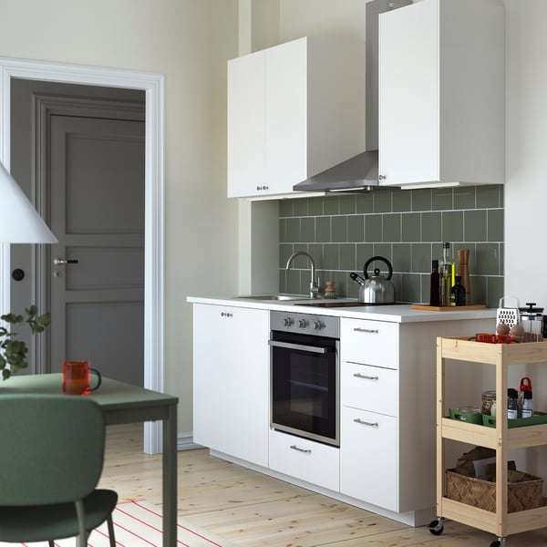 METOD Cuisine, blanc/Veddinge blanc, 186x60x227 cm