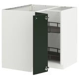 METOD Élément bas angle+rgt pivotant, blanc/Havstorp vert profond, 88x88 cm