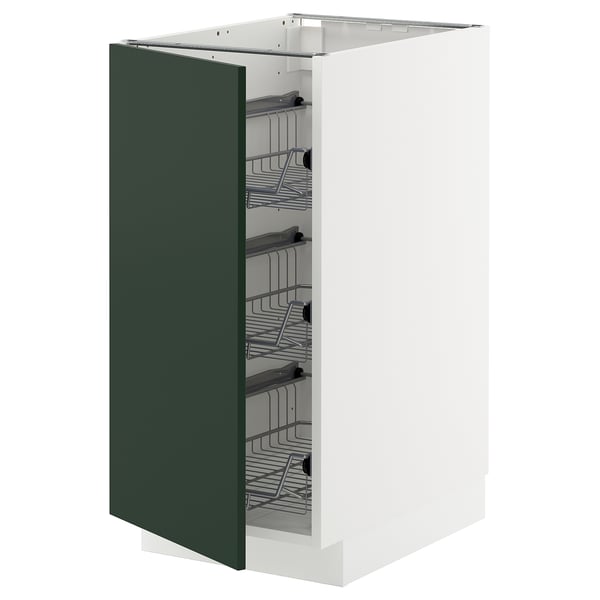 METOD Élément bas avec corbeilles en fil, blanc/Havstorp vert profond, 40x60 cm