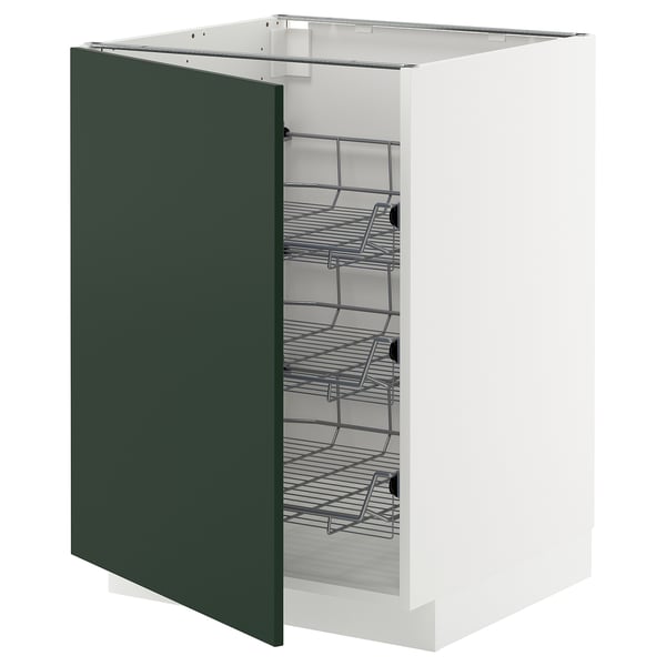 METOD Élément bas avec corbeilles en fil, blanc/Havstorp vert profond, 60x60 cm