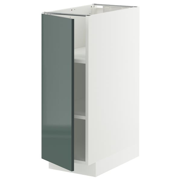 METOD Élément bas avec tablettes, blanc/Kallarp gris-vert foncé brillant, 30x60 cm