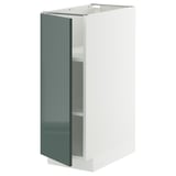 METOD Élément bas avec tablettes, blanc/Kallarp gris-vert foncé brillant, 30x60 cm