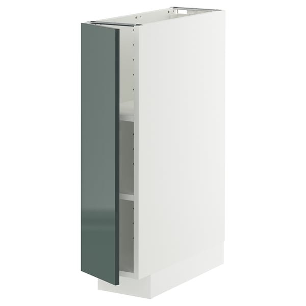 METOD Élément bas avec tablettes, blanc/Kallarp gris-vert foncé brillant, 20x60 cm