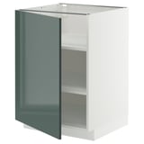 METOD Élément bas avec tablettes, blanc/Kallarp gris-vert foncé brillant, 60x60 cm