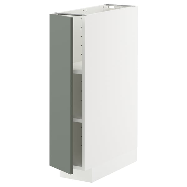METOD Élément bas avec tablettes, blanc/Nickebo gris mat-vert, 20x60 cm