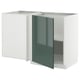 METOD Élément bas d'angle+tablette, blanc/Kallarp gris-vert foncé brillant, 128x68 cm