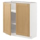 METOD Élément bas tablette/2portes, blanc/Forsbacka chêne, 80x37 cm