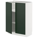 METOD Élément bas tablette/2portes, blanc/Havstorp vert profond, 60x37 cm