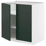 METOD Élément bas tablette/2portes, blanc/Havstorp vert profond, 80x60 cm