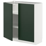 METOD Élément bas tablette/2portes, blanc/Havstorp vert profond, 80x37 cm