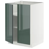 METOD Élément bas tablette/2portes, blanc/Kallarp gris-vert foncé brillant, 60x60 cm