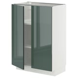 METOD Élément bas tablette/2portes, blanc/Kallarp gris-vert foncé brillant, 60x37 cm