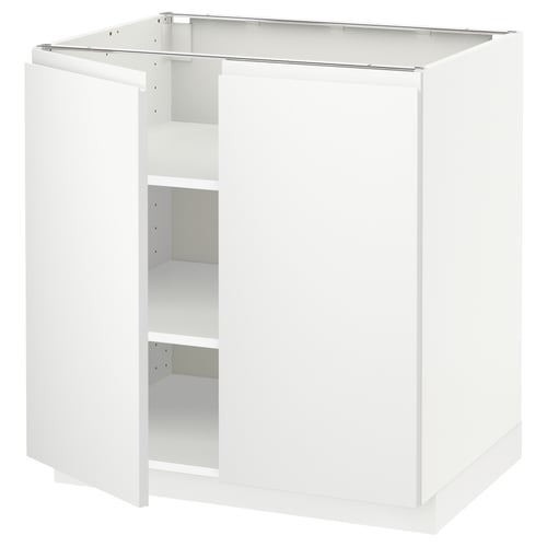 METOD Élément bas tablette/2portes, blanc/Voxtorp blanc mat, 80x60 cm