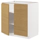 METOD Élément bas tablette/2portes, blanc/Voxtorp motif chêne, 80x60 cm