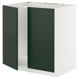 METOD Élément évier 2 portes, blanc/Havstorp vert profond, 80x60 cm