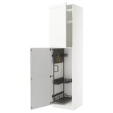 METOD Élément haut + rangements prod entr, blanc Enköping/blanc effet bois, 60x60x240 cm