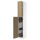 METOD Élément haut + rangements prod entr, blanc/Forsbacka chêne, 40x60x240 cm