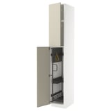METOD Élément haut + rangements prod entr, blanc/Havstorp beige, 40x60x240 cm