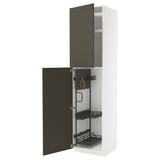METOD Élément haut + rangements prod entr, blanc/Havstorp brun-beige, 60x60x240 cm