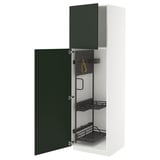 METOD Élément haut + rangements prod entr, blanc/Havstorp vert profond, 60x60x200 cm