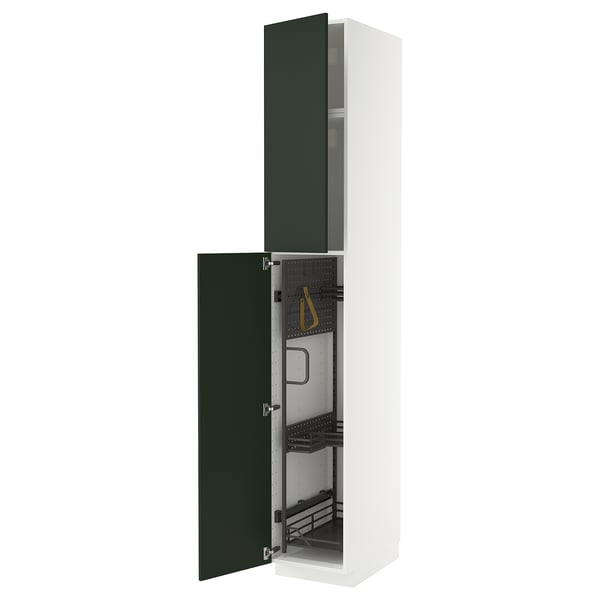 METOD Élément haut + rangements prod entr, blanc/Havstorp vert profond, 40x60x240 cm