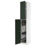 METOD Élément haut + rangements prod entr, blanc/Havstorp vert profond, 40x60x240 cm